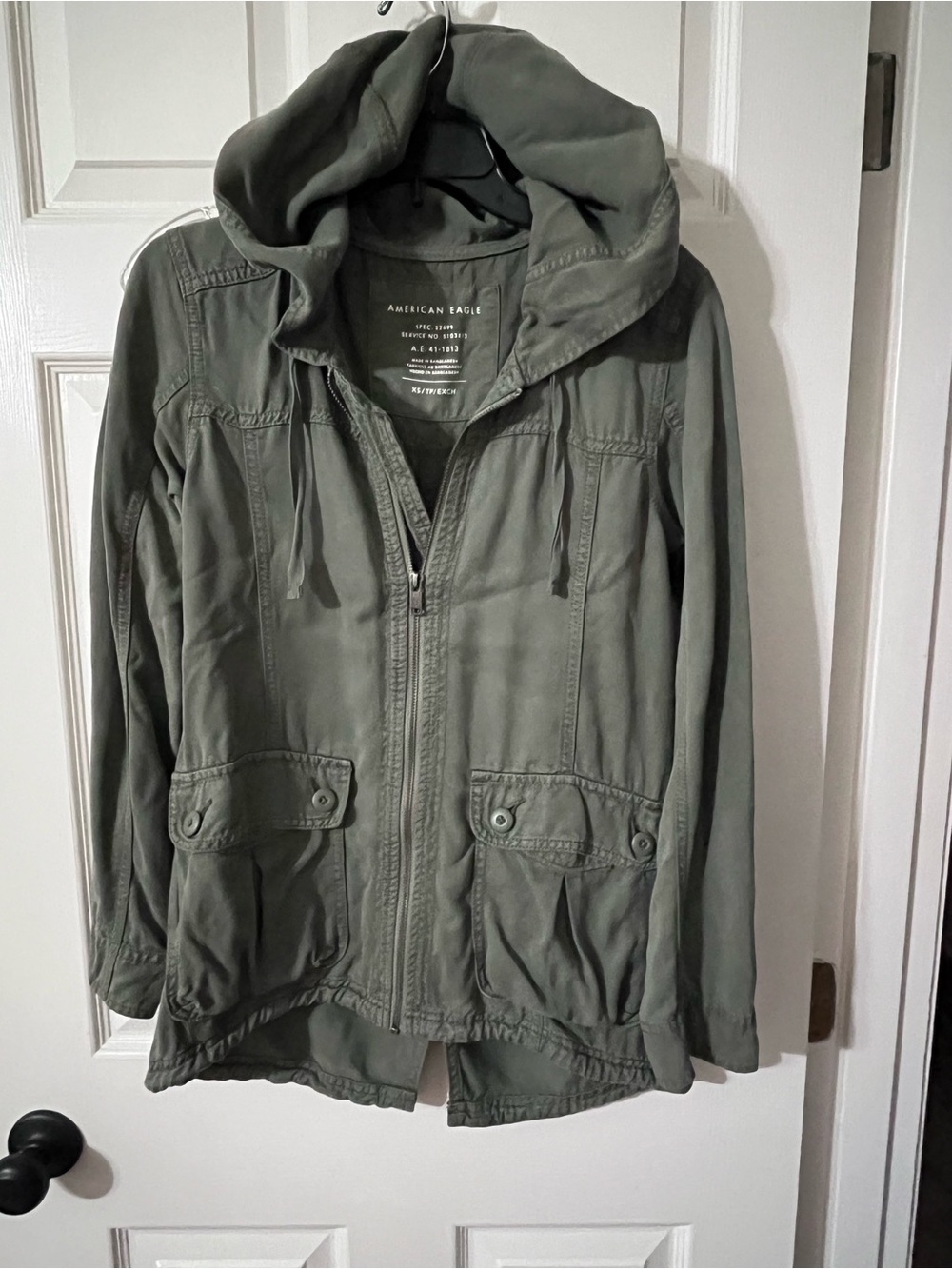 American Eagle Outfitters Olive Utility Hooded Jacket